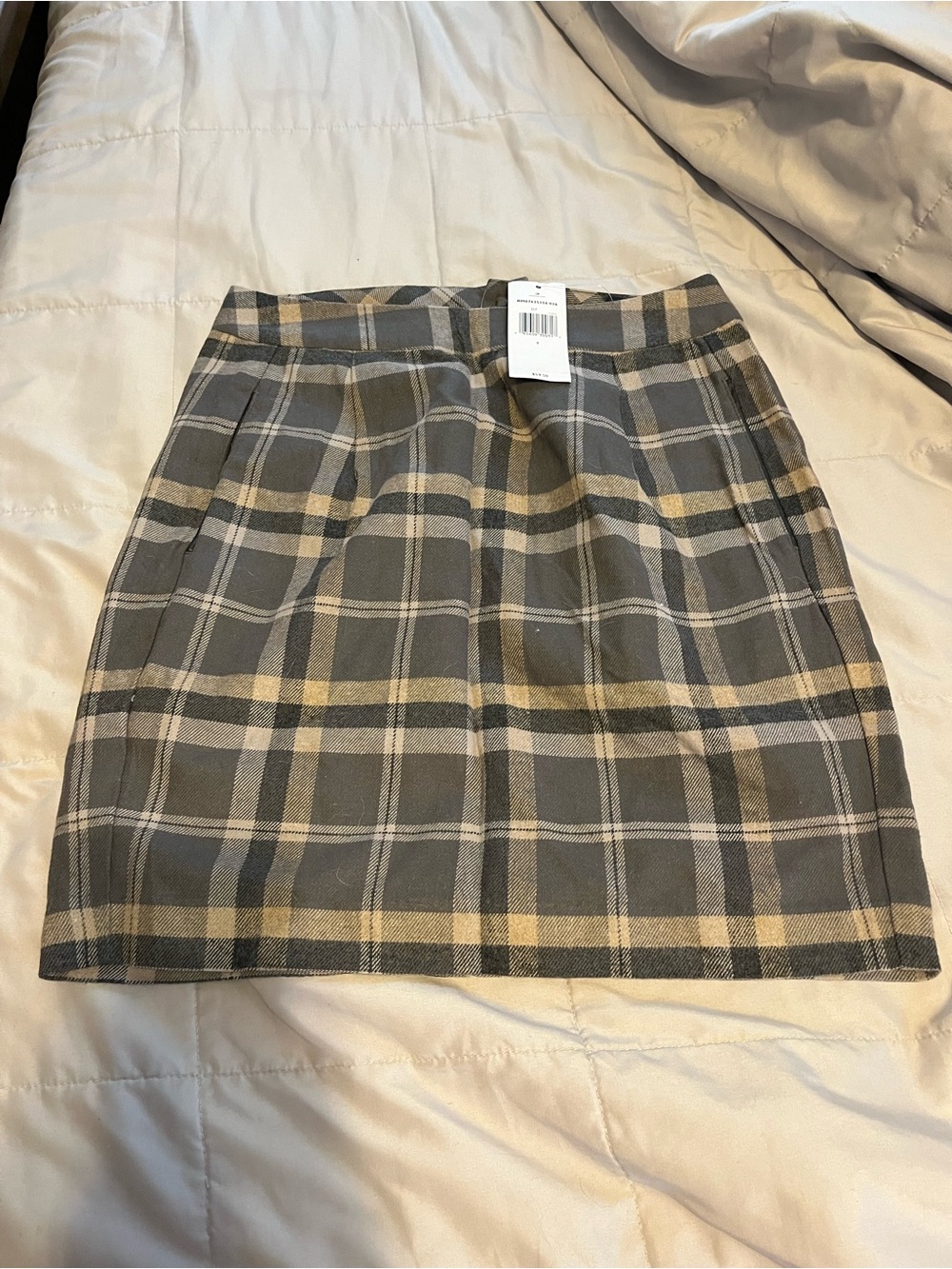 Tommy Hilfiger Gray and Beige Plaid Mini Skirt